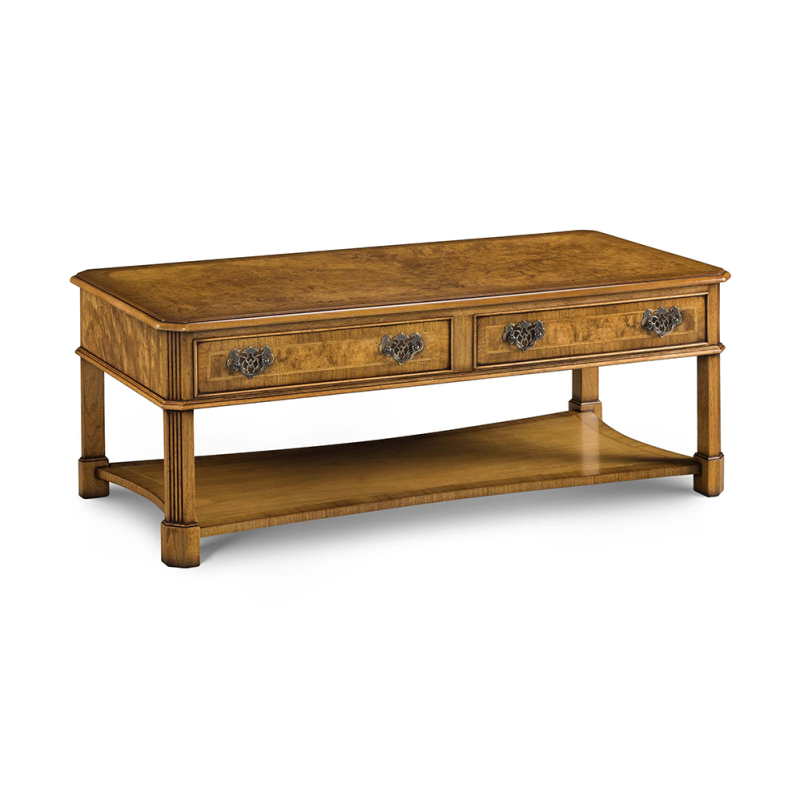 CANTED COFFEE TABLE 2 DRAWER and SHELF