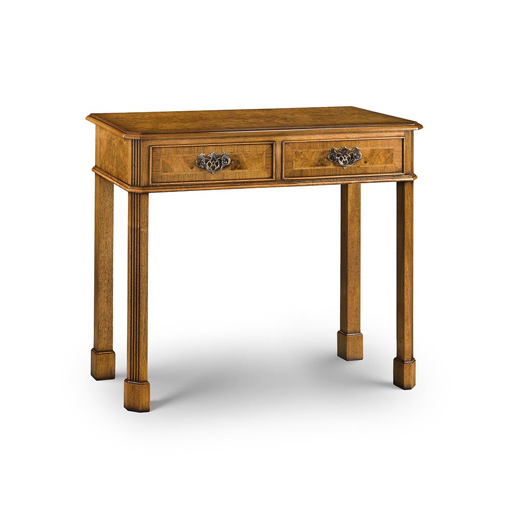 AMC-308-1 burr walnut CANTED 2 DRAWER CONSOLE TABLE