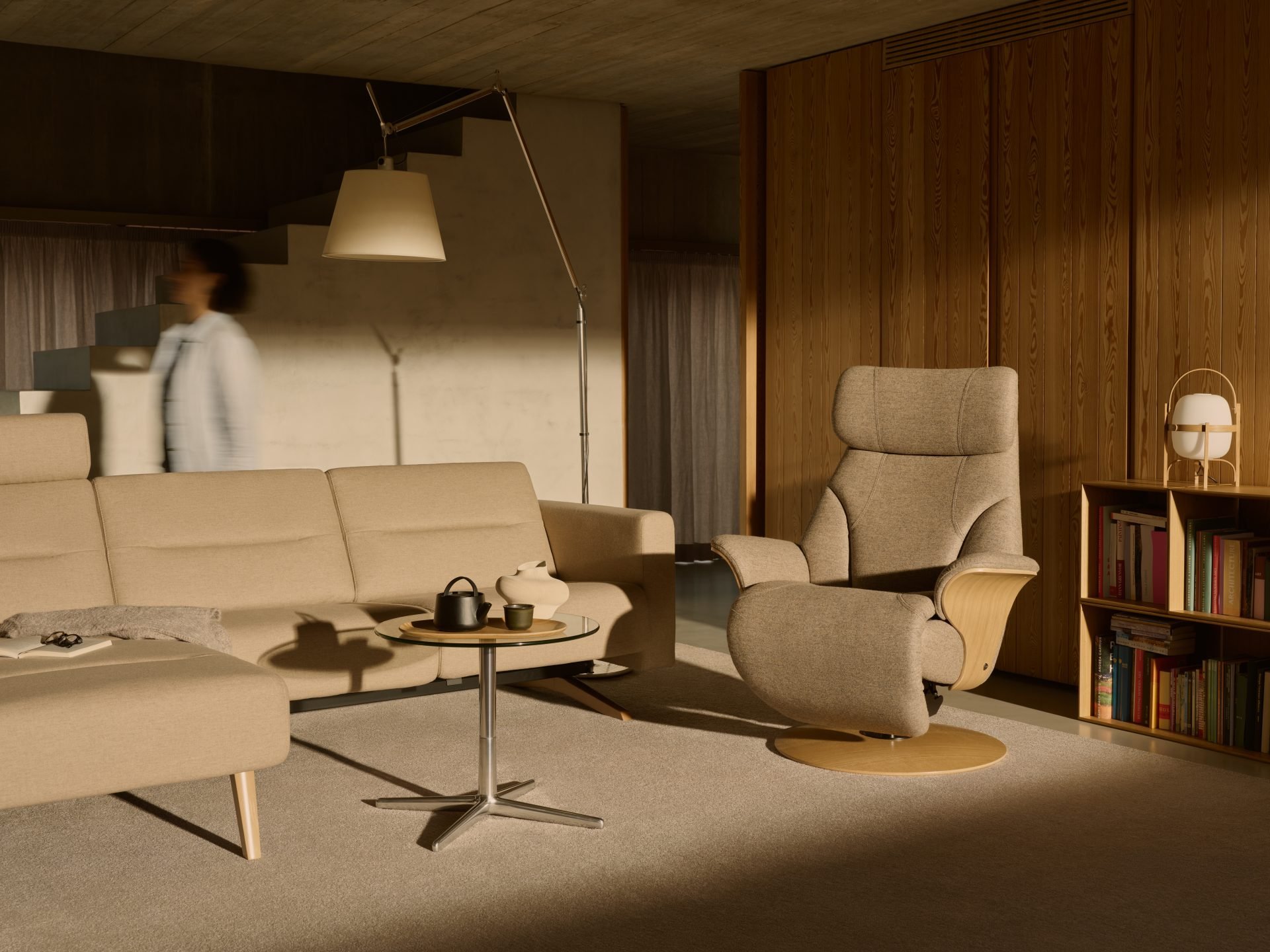 Stressless Adam Disc Clover Funghi_Stressless Stella Calido Light Beige