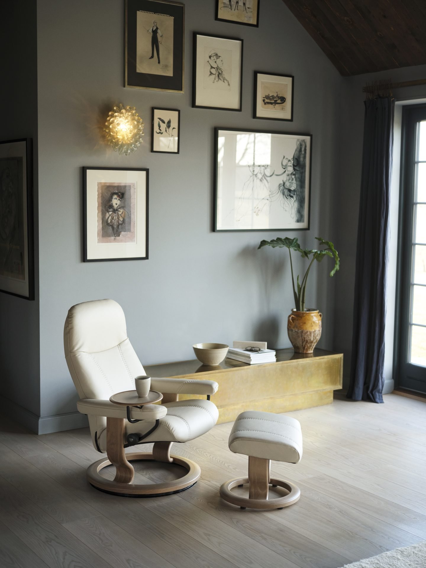 Stressless Consul M Classic Bat Cream Oak